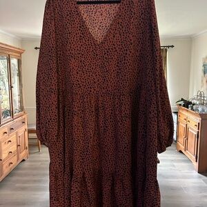 BloomChic Brown Long Sleeve Dress
